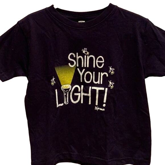 New Hand Printed Youth Medium Shine Your Light Firefly Lightning Bug Cotton Tee - Picture 1 of 4